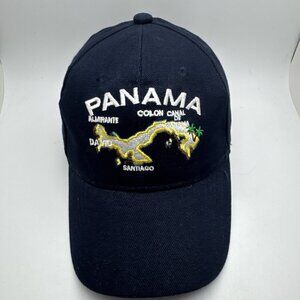 Panama Map Hat Cap Strap Back Blue Destination Causal Outdoors Adjustable GR55